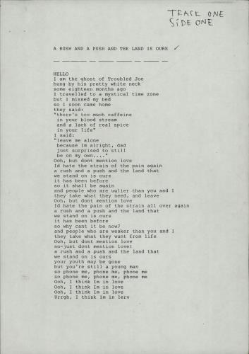 The Smiths Strangeways Here We Come - Lyric Sheet Production Notes artwork UK SMIARST673889