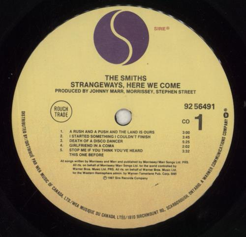 The Smiths Strangeways Here We Come vinyl LP album (LP record) Canadian SMILPST856053