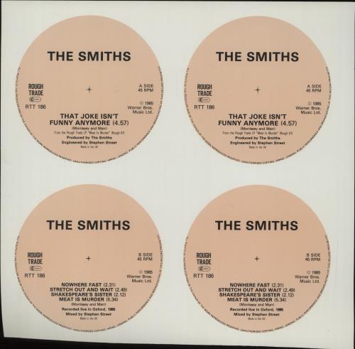 The Smiths That Joke Isn't Funny Anymore Proof Labels artwork UK SMIARTH674286