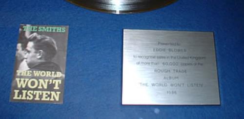 The Smiths The World Won't Listen award disc UK SMIAWTH306751
