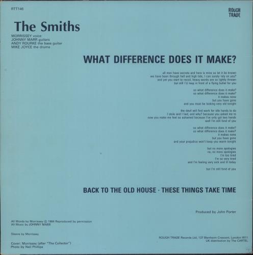 The Smiths What Difference - Morrissey Sleeve - EX 12" vinyl single (12 inch record / Maxi-single) UK SMI12WH876115