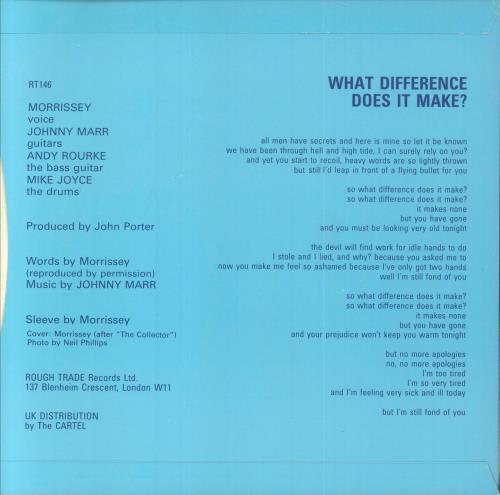 The Smiths What Difference Does It Make? - Morrissey P/S 7" vinyl single (7 inch record / 45) UK SMI07WH00109