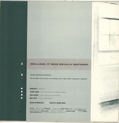 The Smiths William It Was Really Nothing - A1/B2 - EX 12" vinyl single (12 inch record / Maxi-single) UK SMI12WI704690