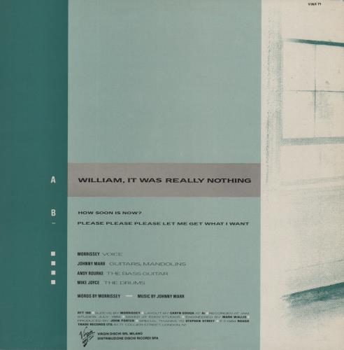 The Smiths William, It Was Really Nothing - Withdrawn 12" vinyl single (12 inch record / Maxi-single) Italian SMI12WI845561