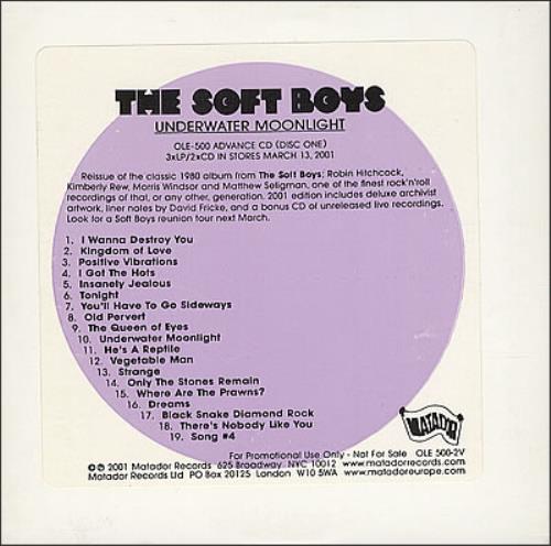 The Soft Boys Underwater Moonlight CD album (CDLP) US SFBCDUN184865