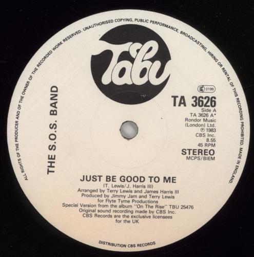 The Sos Band Just Be Good To Me - P/s 12" vinyl single (12 inch record / Maxi-single) UK SSB12JU237916