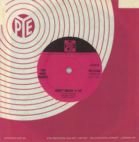 The Soul Agents [UK] Don't Break It Up - solid 7" vinyl single (7 inch record / 45) UK 59F07DO818515