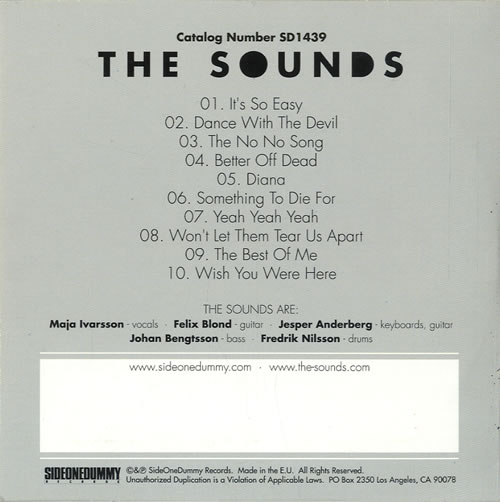 The Sounds Something To Die For CD album (CDLP) UK ND2CDSO547257