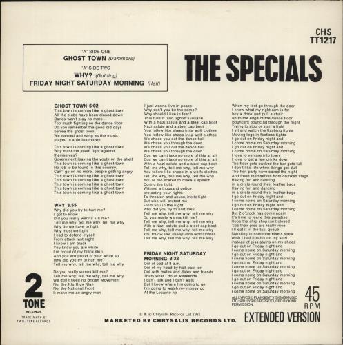 The Specials Ghost Town - Glossy - EX 12" vinyl single (12 inch record / Maxi-single) UK SPE12GH876752