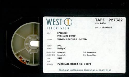 The Specials Pressure Drop - Betacam Master video (VHS or PAL or NTSC) UK SPEVIPR102947