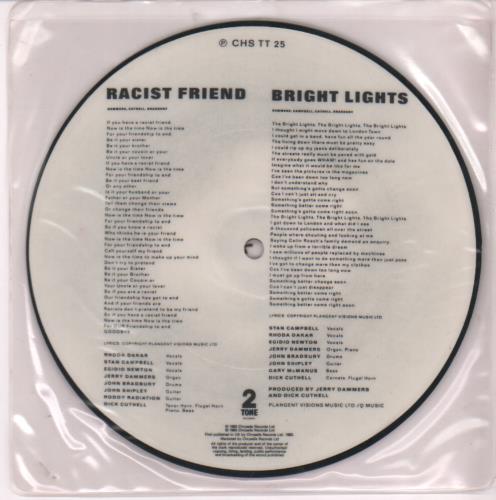 The Specials Racist Friend 7" vinyl picture disc (7 inch picture disc single) UK SPE7PRA339687