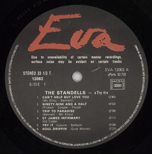 The Standells Try It vinyl LP album (LP record) French TSLLPTR862492