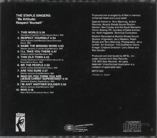 The Staple Singers Be Altitude: Respect Yourself CD album (CDLP) US SS4CDBE866487