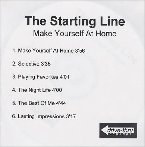 The Starting Line Make Yourself At Home CD-R acetate UK LIECRMA423590