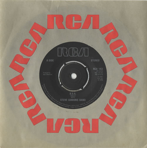 The Steve Gibbons Band B.S.A. 7" vinyl single (7 inch record / 45) UK BBV07BS448183