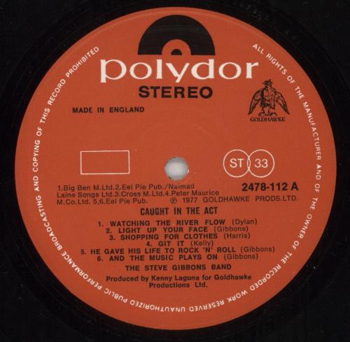 The Steve Gibbons Band Caught In The Act vinyl LP album (LP record) UK BBVLPCA303900