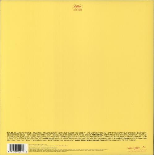 The Steve Miller Band Brave New World - 180 Gram Yellow Vinyl vinyl LP album (LP record) UK SBMLPBR875724