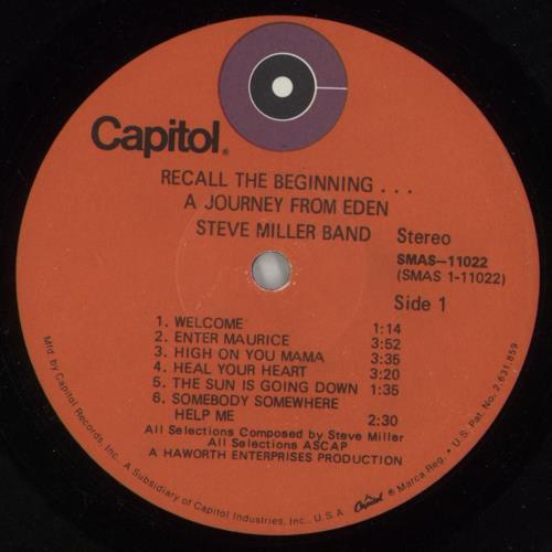 The Steve Miller Band Recall The Beginning... A Journey From Eden vinyl LP album (LP record) US SBMLPRE636591