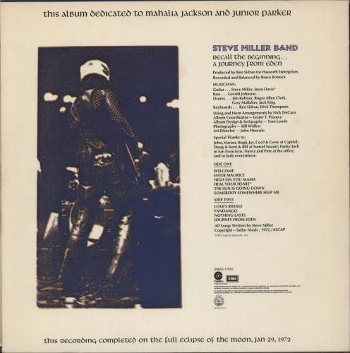 The Steve Miller Band Recall The Beginning... A Journey From Eden vinyl LP album (LP record) US SBMLPRE636591