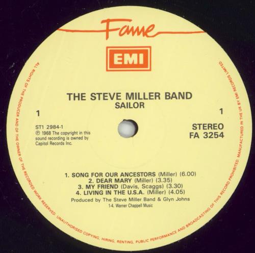 The Steve Miller Band Sailor vinyl LP album (LP record) UK SBMLPSA867085