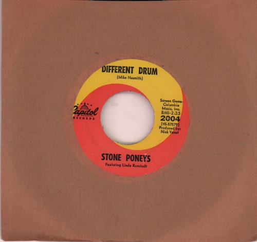 The Stone Poneys Different Drum 7" vinyl single (7 inch record / 45) US ONP07DI650963