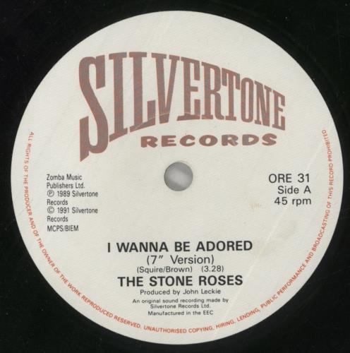 The Stone Roses I Wanna Be Adored - Stickered Sleeve 7" vinyl single (7 inch record / 45) UK STO07IW39022