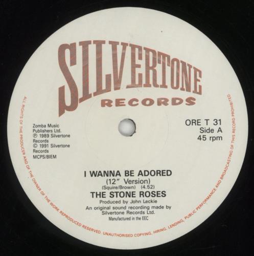 The Stone Roses I Wanna Be Adored 12" vinyl single (12 inch record / Maxi-single) UK STO12IW72293
