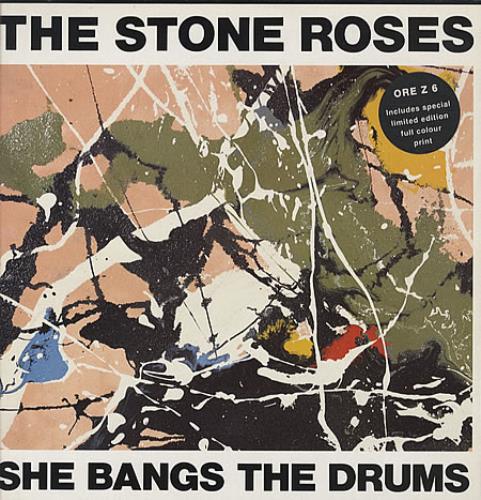 The Stone Roses She Bangs The Drums + Print 12" vinyl single (12 inch record / Maxi-single) UK STO12SH55518