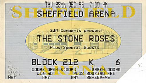 The Stone Roses Sheffield Arena Concert Ticket concert ticket UK STOTISH299282