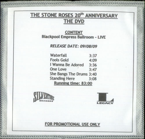 The Stone Roses The Stone Roses - 20th Anniversary DVD promo DVD-R US STODRTH525865