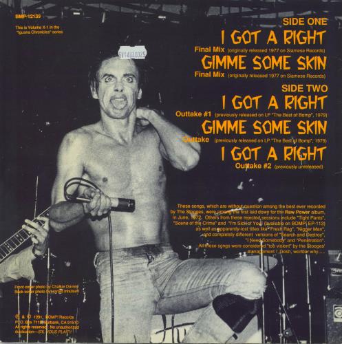 The Stooges I Got A Right - Blue Vinyl vinyl LP album (LP record) US TSGLPIG833377