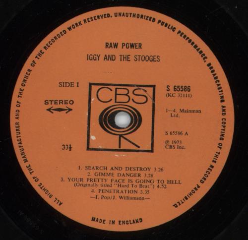 The Stooges Raw Power + Hype Sticker - EX vinyl LP album (LP record) UK TSGLPRA874264