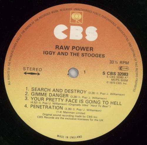 The Stooges Raw Power - Graduated Orange Label - EX vinyl LP album (LP record) UK TSGLPRA714864