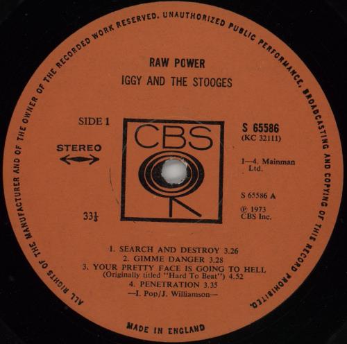 The Stooges Raw Power - VG vinyl LP album (LP record) UK TSGLPRA763521