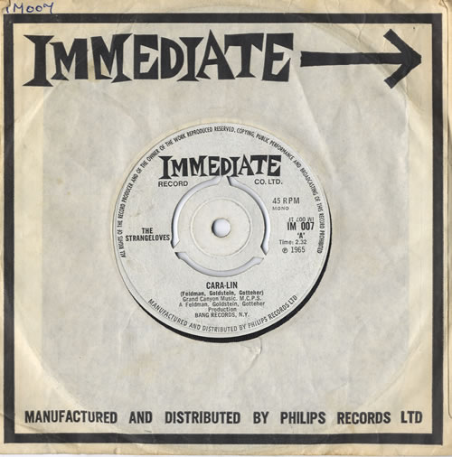 The Strangeloves Cara-Lin 7" vinyl single (7 inch record / 45) UK VQP07CA565084