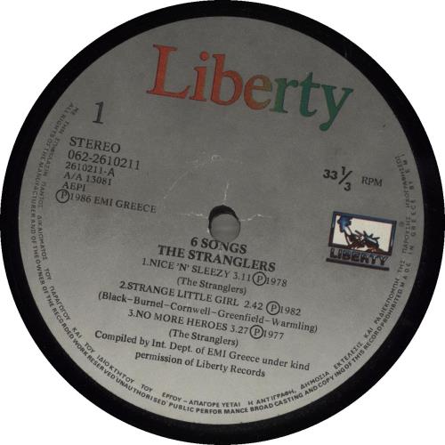The Stranglers 6 Songs 12" vinyl single (12 inch record / Maxi-single) Greek STR12SO119710