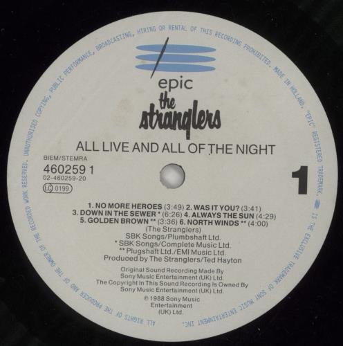 The Stranglers All Live And All Of The Night vinyl LP album (LP record) UK STRLPAL868858