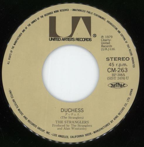 The Stranglers Duchess 7" vinyl single (7 inch record / 45) Japanese STR07DU887228