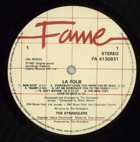 The Stranglers La Folie vinyl LP album (LP record) UK STRLPLA788708