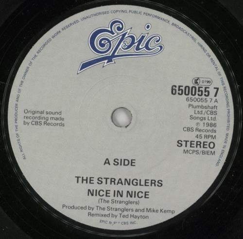 The Stranglers Nice In Nice 7" vinyl single (7 inch record / 45) UK STR07NI109476
