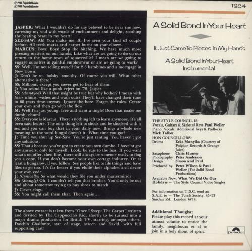 The Style Council A Solid Bond In Your Heart 7" vinyl single (7 inch record / 45) UK STY07AS42557