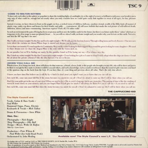 The Style Council Come To Milton Keynes 7" vinyl single (7 inch record / 45) UK STY07CO43371