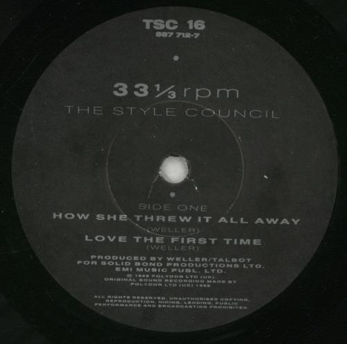 The Style Council How She Threw It All Away 7" vinyl single (7 inch record / 45) UK STY07HO42531