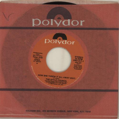 The Style Council How She Threw It All Away 7" vinyl single (7 inch record / 45) US STY07HO686611