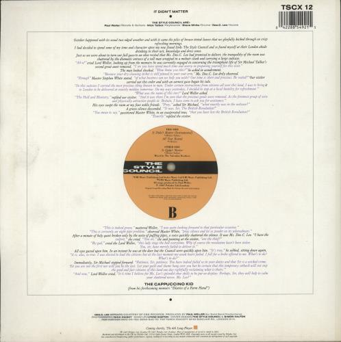 The Style Council It Didn't Matter 12" vinyl single (12 inch record / Maxi-single) UK STY12IT79404