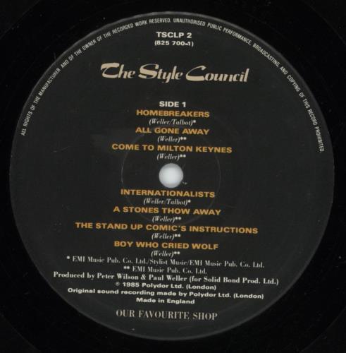 The Style Council Our Favourite Shop + Print - EX vinyl LP album (LP record) UK STYLPOU875431