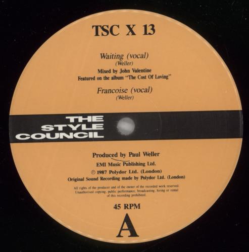 The Style Council Waiting 12" vinyl single (12 inch record / Maxi-single) UK STY12WA55048