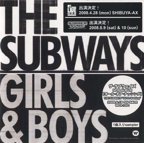 The Subways Girls & Boys CD-R acetate Japanese THXCRGI463012