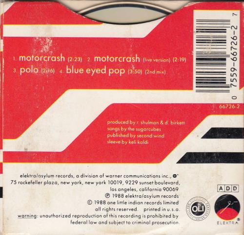 The Sugarcubes Motorcrash - EX 3" CD single (CD3) US SUGC3MO687972