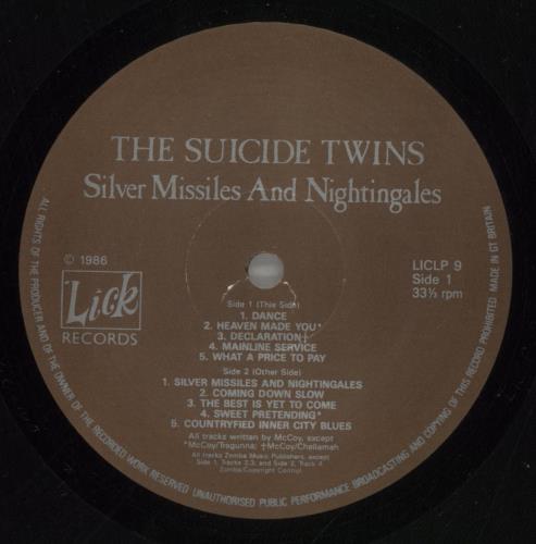 The Suicide Twins Silver Missiles And Nightingales + Merch Insert vinyl LP album (LP record) UK SUTLPSI879748